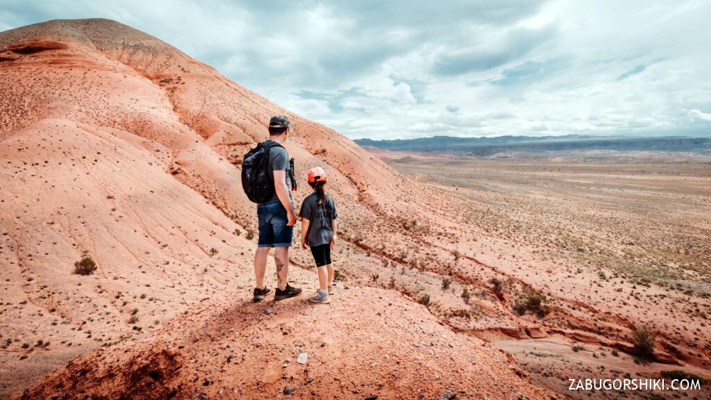 Red Mountains Boguty, Kazakhstan. Mars-like views, desert, route