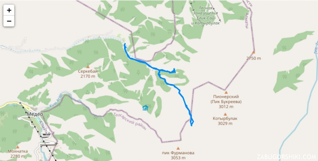 Карта маршрута до Бутаковского водопада 